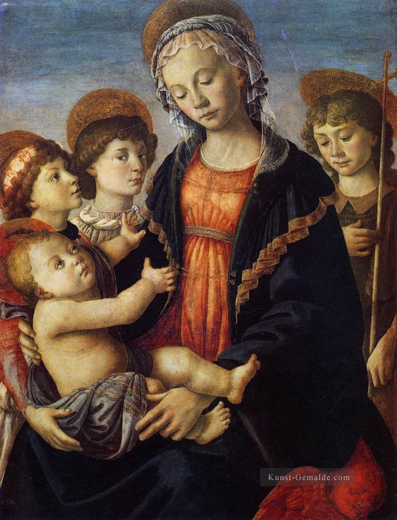 die Jungfrau und Kind mit zwei Engeln Sandro Botti Ölgemälde